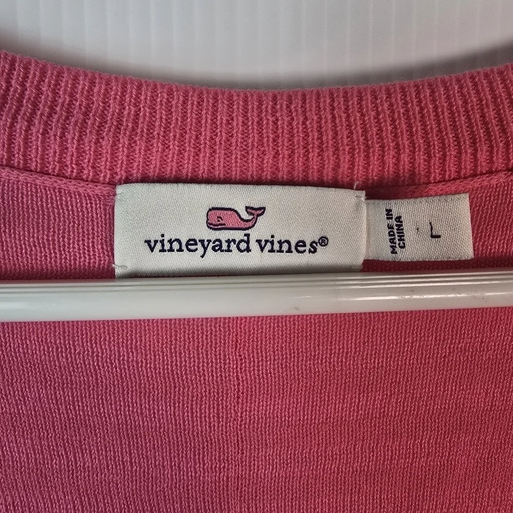 Vineyard Vines Sweater Womens Long Sleeve Scoop Neck Cotton Hot Pink Size L